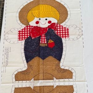 Cowboy Doll Pillow Cut and Sew Fabric Panel Spring Mills 1976
